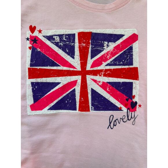 Y2k Cherokee Pink Union Jack Lovely Distressed Graphic Tee Shirt size Junior XL - Picture 6 of 7